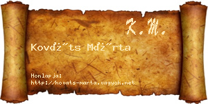Kováts Márta névjegykártya