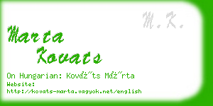 marta kovats business card